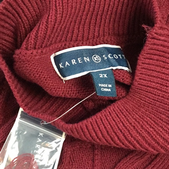 KAREN SCOTT PLUS SIZE COTTON MOCK NECK SWEATER - Picture 3 of 5